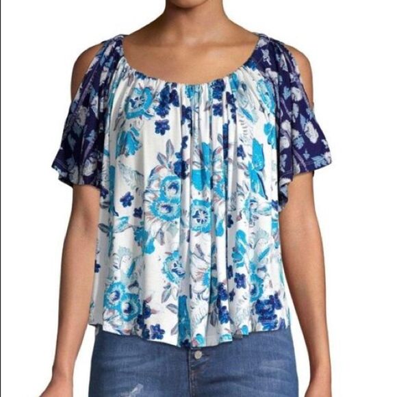 Free People Tops - Free People Baja Babe Top Floral Blue Size XS